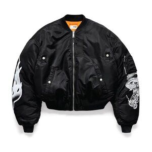 H2 Heron Preston X H&M Reversible Flight Bomber Jacket Orange Black